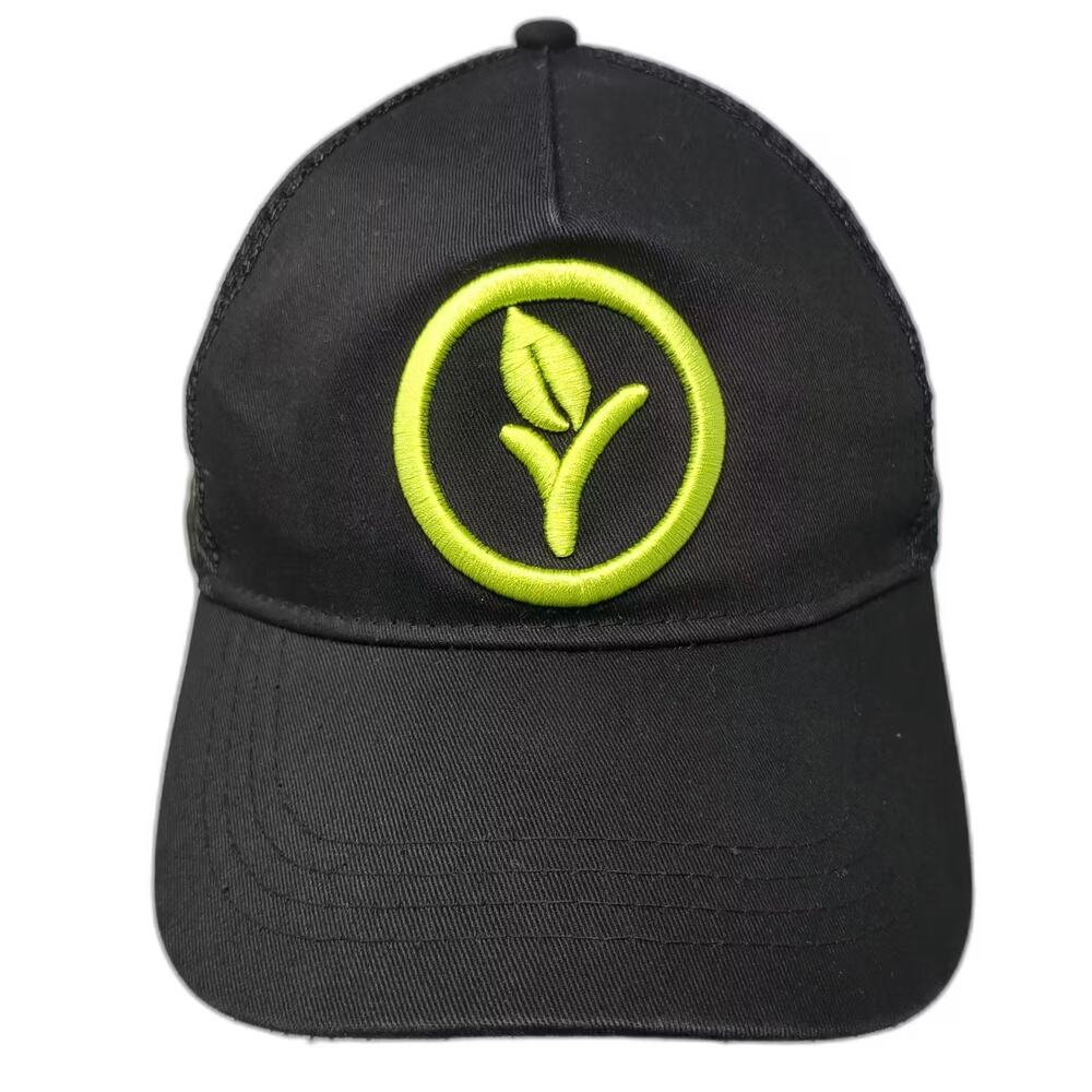 4SEASONS Trucker Hat Black Green OS Snapback Mesh Embroidered Logo Solar Vents